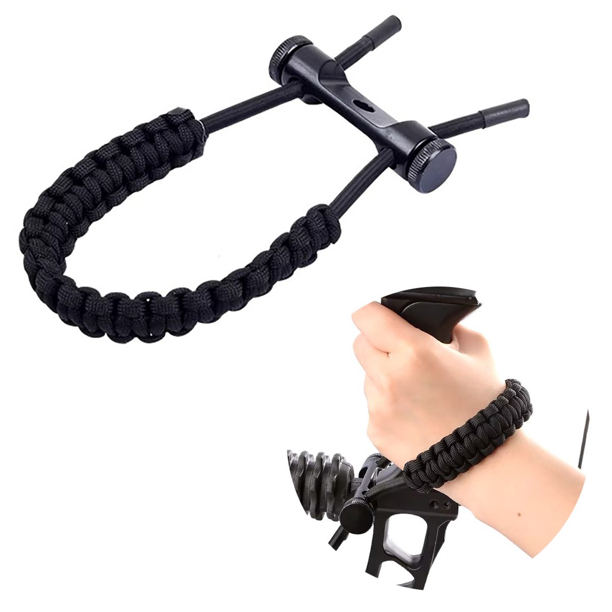 Smycz uchwyt na nadgarstek do łuku bloczkowego czarna