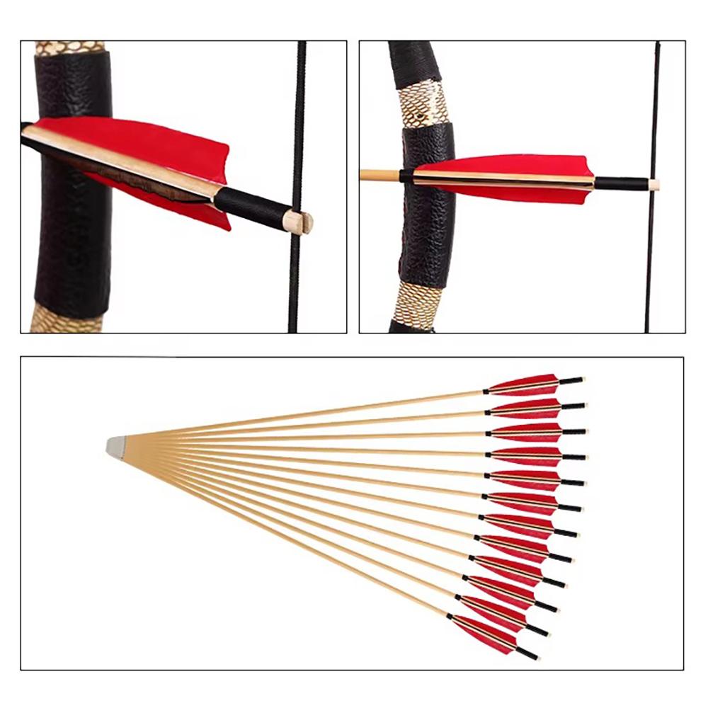 Strzała do łuku drewniana z naturalnymi piórami 8 mm 31,5" - obrazek 3