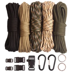 Linka Paracord 550 Zestaw z Klamrami Karabińczykami 5x6 m