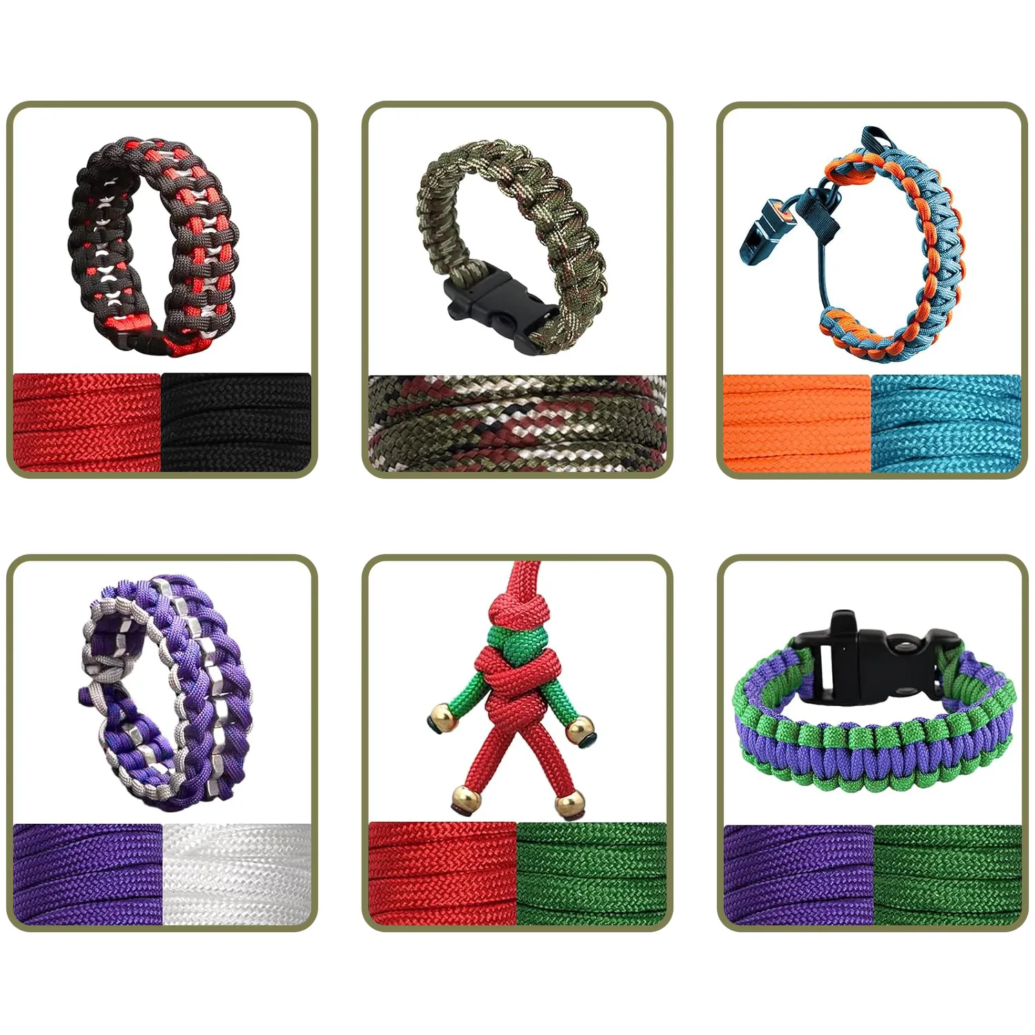 Linka Paracord 550 Zestaw z Klamrami Karabińczykami 24x6 m - obrazek 4