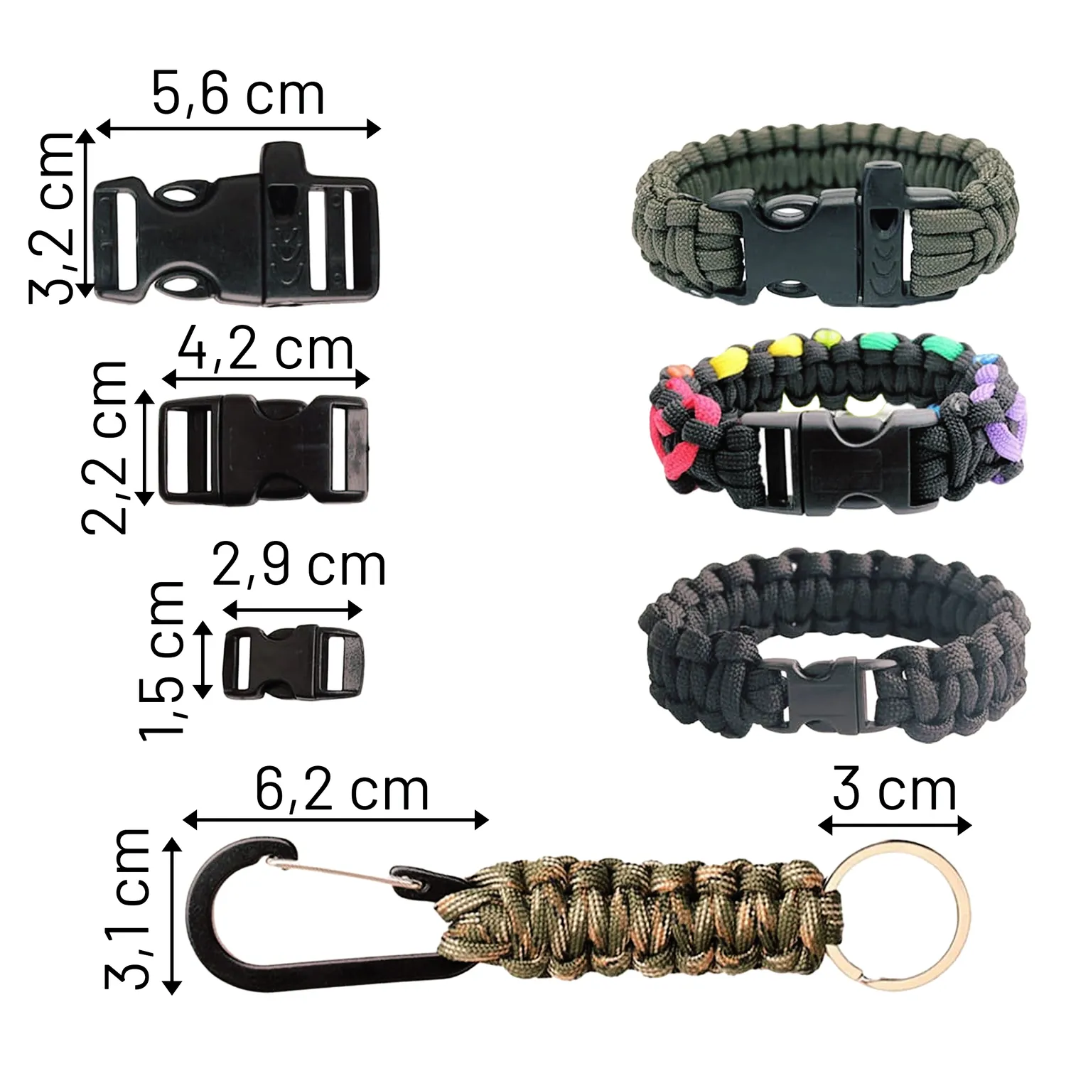 Linka Paracord 550 Zestaw z Klamrami Karabińczykami 24x6 m - obrazek 3